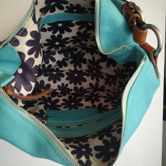 Nino BOSSI Turquoise and Brown Satchel - Picture 9 of 13